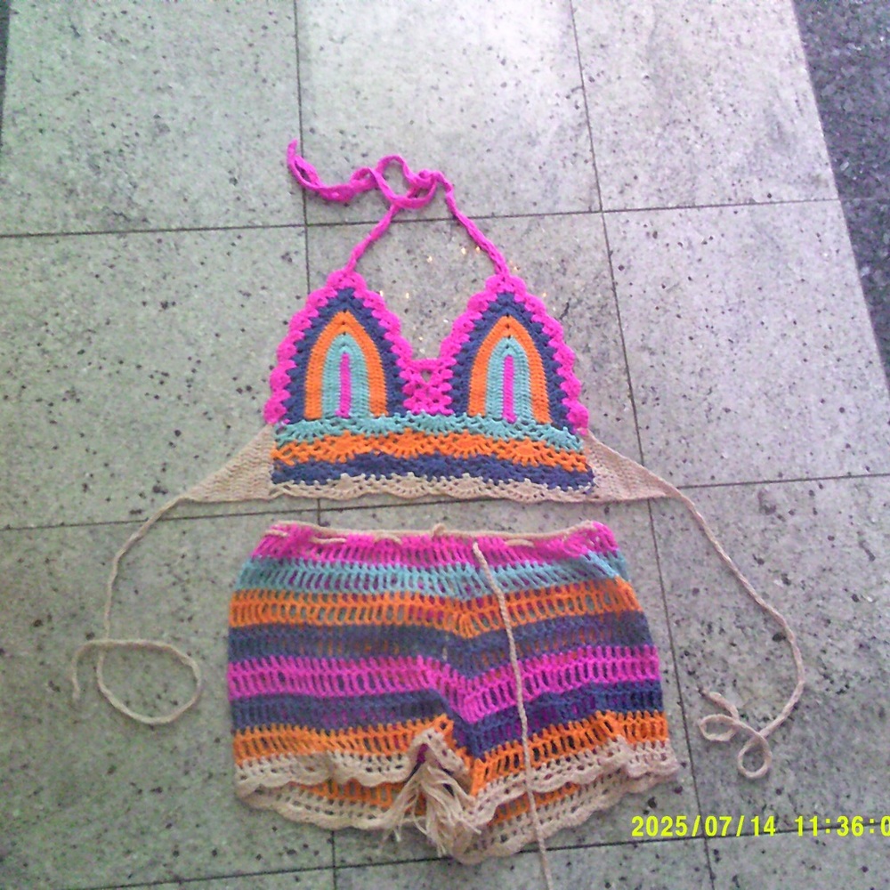 SHEIN Multicolor Crochet Swim Coverup
